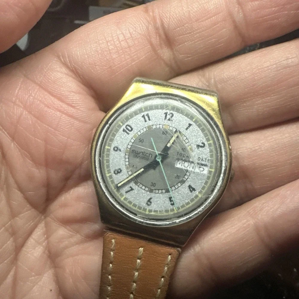 Works VTG 1988 Swatch‎ ALBATROSS GX700 34mm Swiss Watch Rare -Broken Band